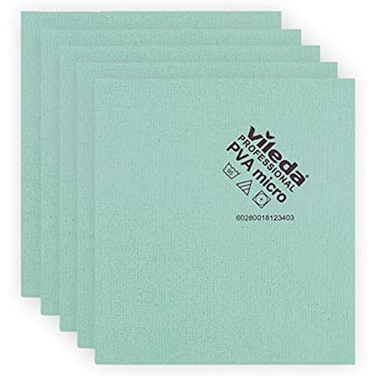 Pack de 5 Bayetas Vileda PVA Microfibra en Color Verde: Limpian y secan sin dejar rastro, ¡solo con agua!