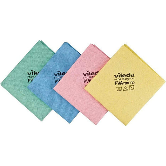 Pack 4 Bayetas Vileda PVA Micro con Colores Azul, Rosa, Amarillo y Verde: Limpia y Seca sin Dejar Rastro con Solo Agua