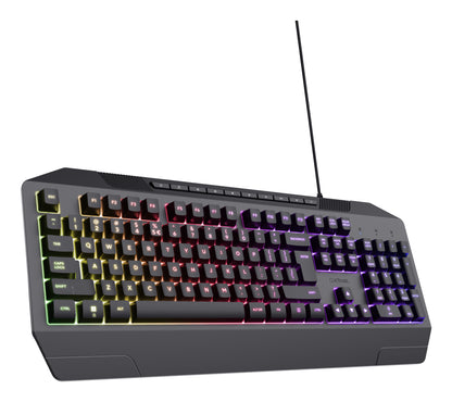 Trust - TRUST TECLADO GTX 836 EVOCX GAMING CABLE USB MULTIMEDIA LUCES RAINBOW LED NEGRO