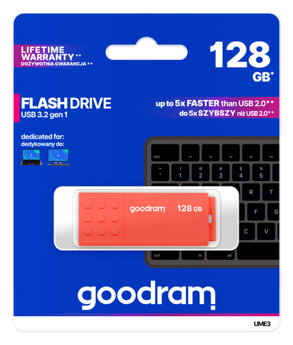 Goodram - UME3 unidad flash USB 128 GB USB tipo A 3.2 Gen 1 (3.1 Gen 1) Naranja