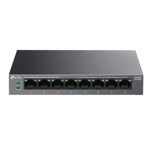 TP-Link - LiteWave LS108GP switch No administrado Gigabit Ethernet (10/100/1000) Energía sobre Ethernet (PoE) Negro