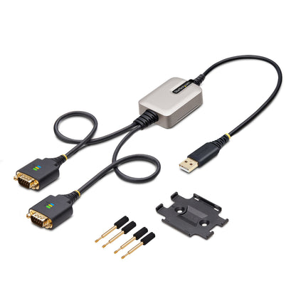 StarTech.com - Cable Adaptador USB a 2 Puertos Serie de 60cm - Cable Conversor USB a Serial - Retención COM - FTDI - Protección ESD Nivel 4 - Tornillos Intercambiables -Win/macOS/ChromeOS/Linux