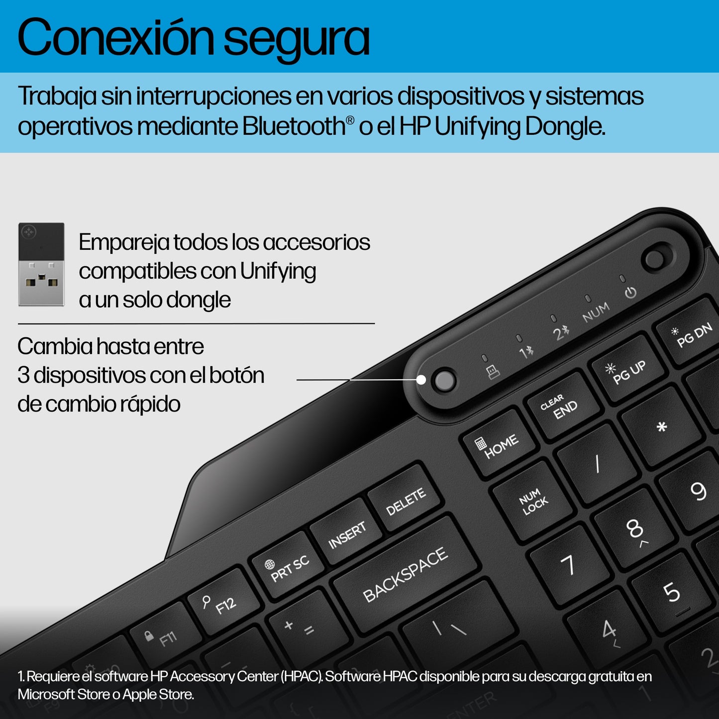 HP - Teclado inalámbrico de modo dual 475