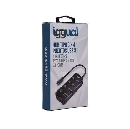 iggual - Hub tipo C x 4 puertos USB 3.1 4 buttons