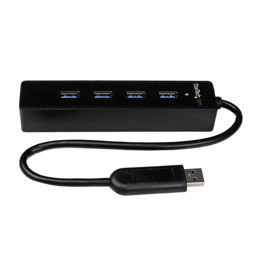 StarTech.com - Adaptador Concentrador Hub Ladrón USB 3.0 (5Gbps) Super Speed Portátil de 4 Puertos Salidas - Negro