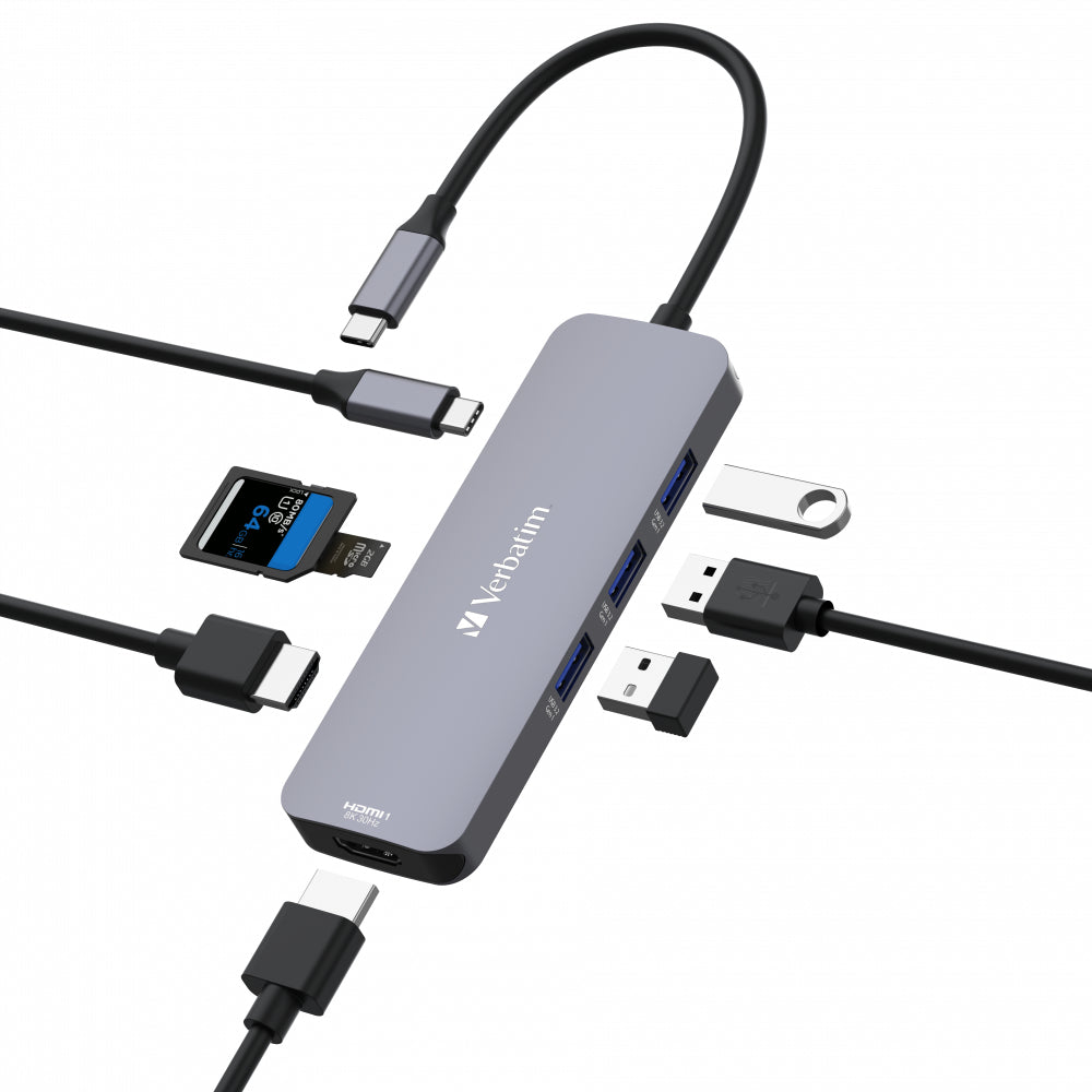 Verbatim - CMH-08 USB Tipo C 5000 Mbit/s Plata