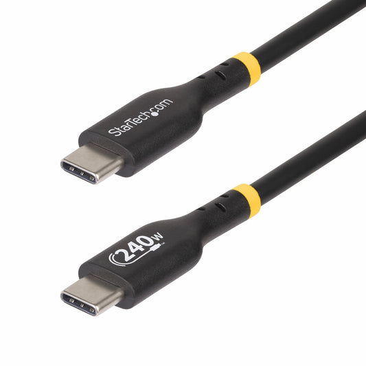 StarTech.com - Cable de Carga USB-C de 2m - Cable USB Tipo C - Certificación USB-IF - PD de 240W EPR - Cable USB 2.0 USB-C de Carga para Portátiles - Recubrimiento de TPE - Macho a Macho