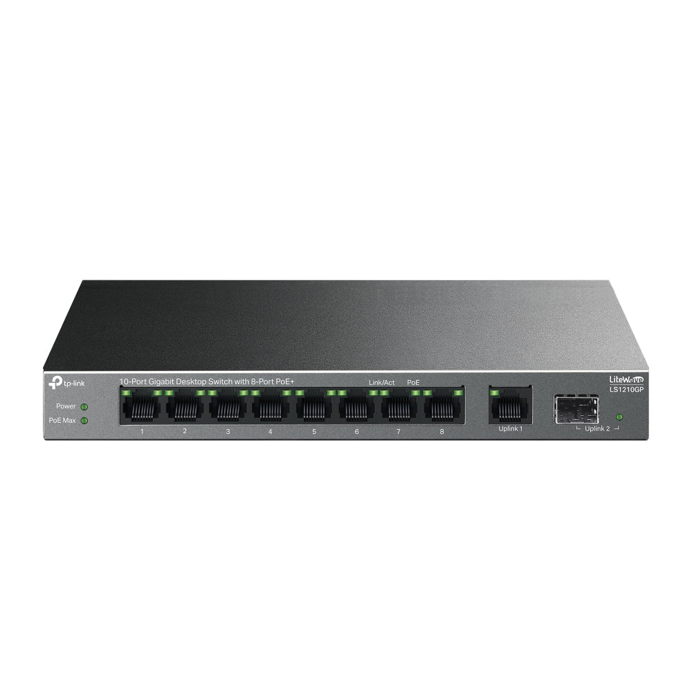 TP-Link - LiteWave LS1210GP switch No administrado Gigabit Ethernet (10/100/1000) Energía sobre Ethernet (PoE) Negro