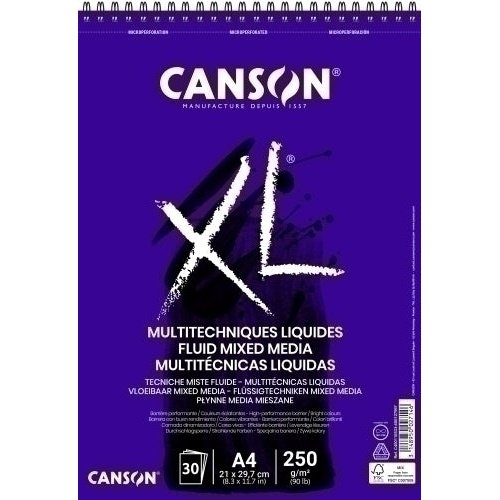 Canson - BLOCK DIB.G-C XL MIX MEDIA (esp) A4 30h - Pack de 5 unidades