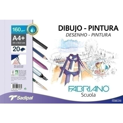 Fabriano - BLOC DIB.PINTURA FABRIANO A4+ 20h LISO - Pack de 5 unidades