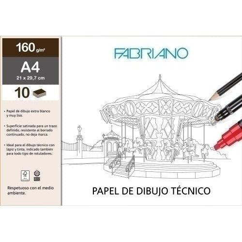 Fabriano - LAM.DIB.LINEAL FABRIANO A4 M-PK 10h LISO - Pack de 5 unidades