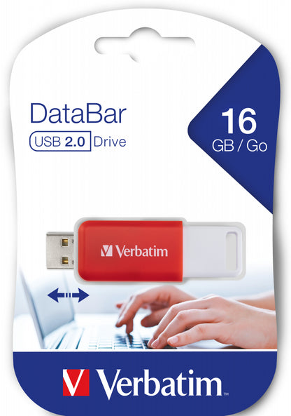 Verbatim DataBar unidad flash USB 16 GB USB tipo A 2.0 Rojo