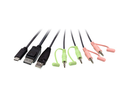 ATEN - Switch KVM en formato cable híbrido DisplayPort de 2 puertos USB-C