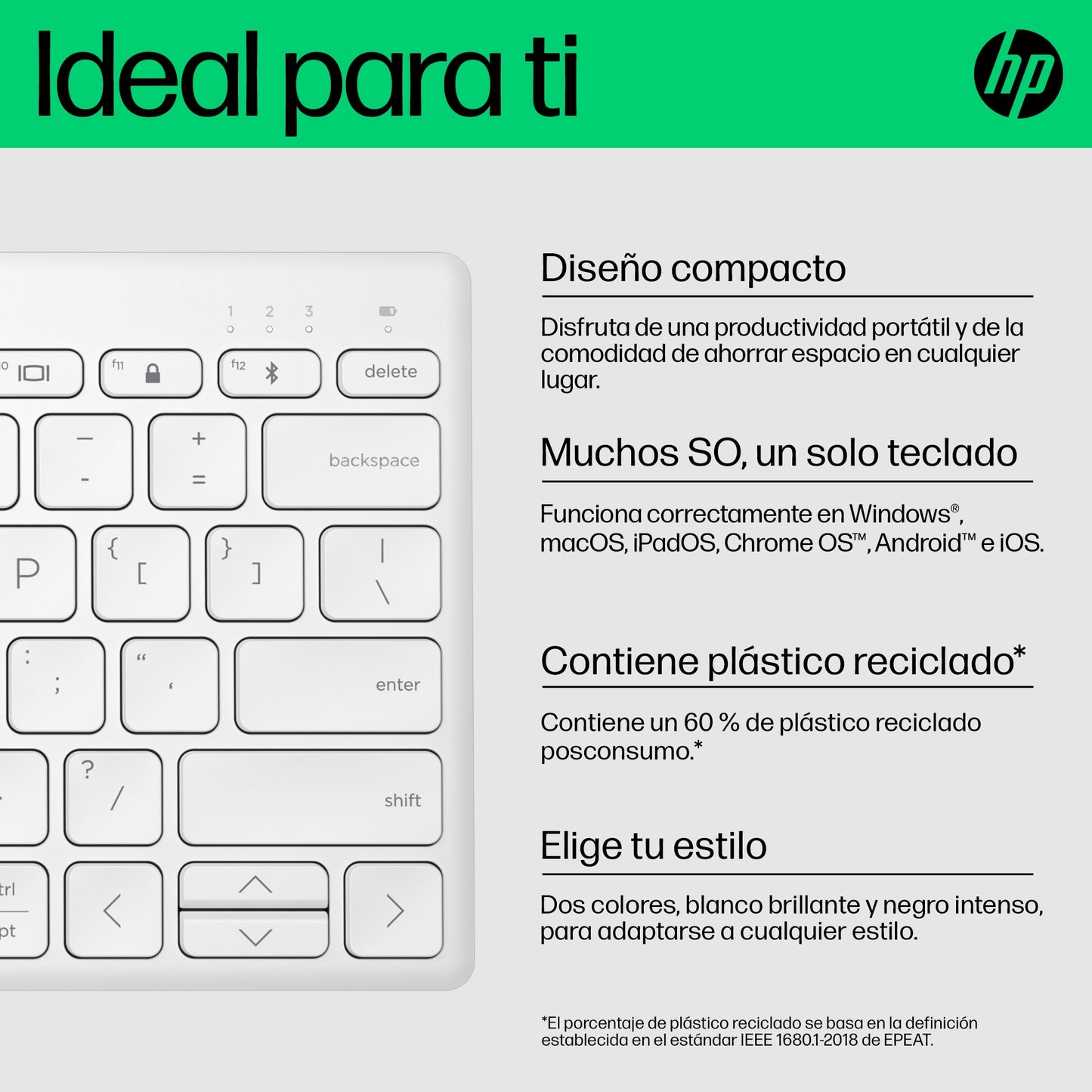 HP Teclado multidispositivo compacto 350 con Bluetooth