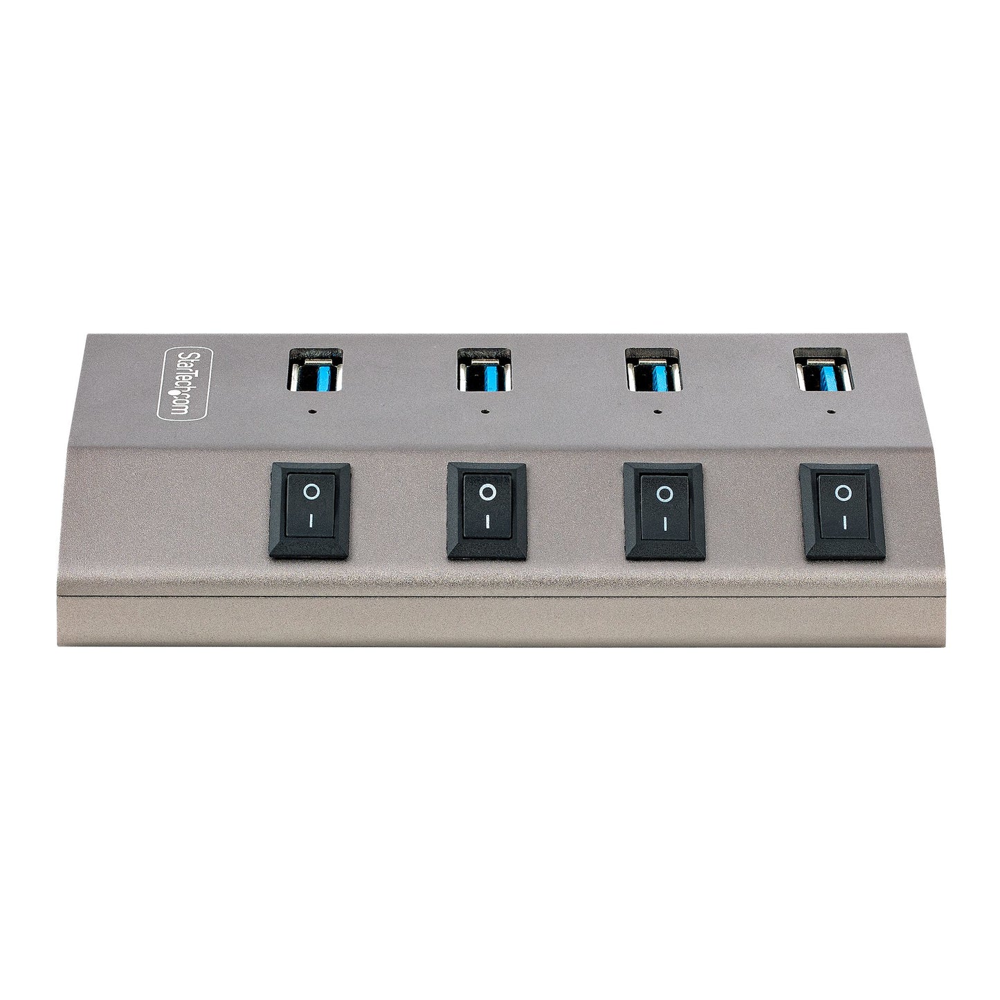 StarTech.com - Hub USB-C Autoalimentado de 4 puertos con Interruptores Individuales - Concentrador USB 3.0 a 5 Gbps con Fuente de Alimentación - Ladrón USB Tipo C a USB-A - BC 1.2