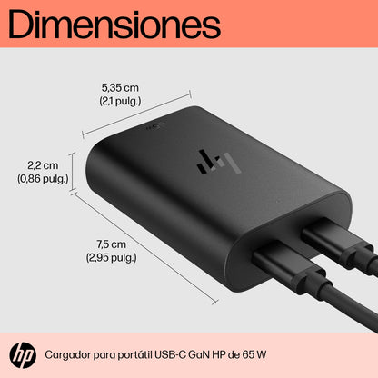 HP - Cargador para portátil de con USB-C GaN de 65 W