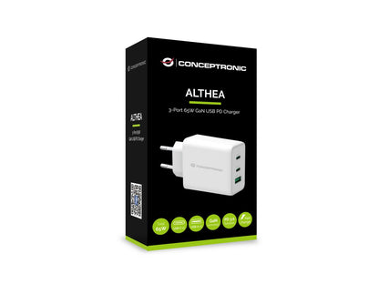 Conceptronic - ALTHEA12W cargador de dispositivo móvil Universal Blanco Corriente alterna Carga rápida Interior