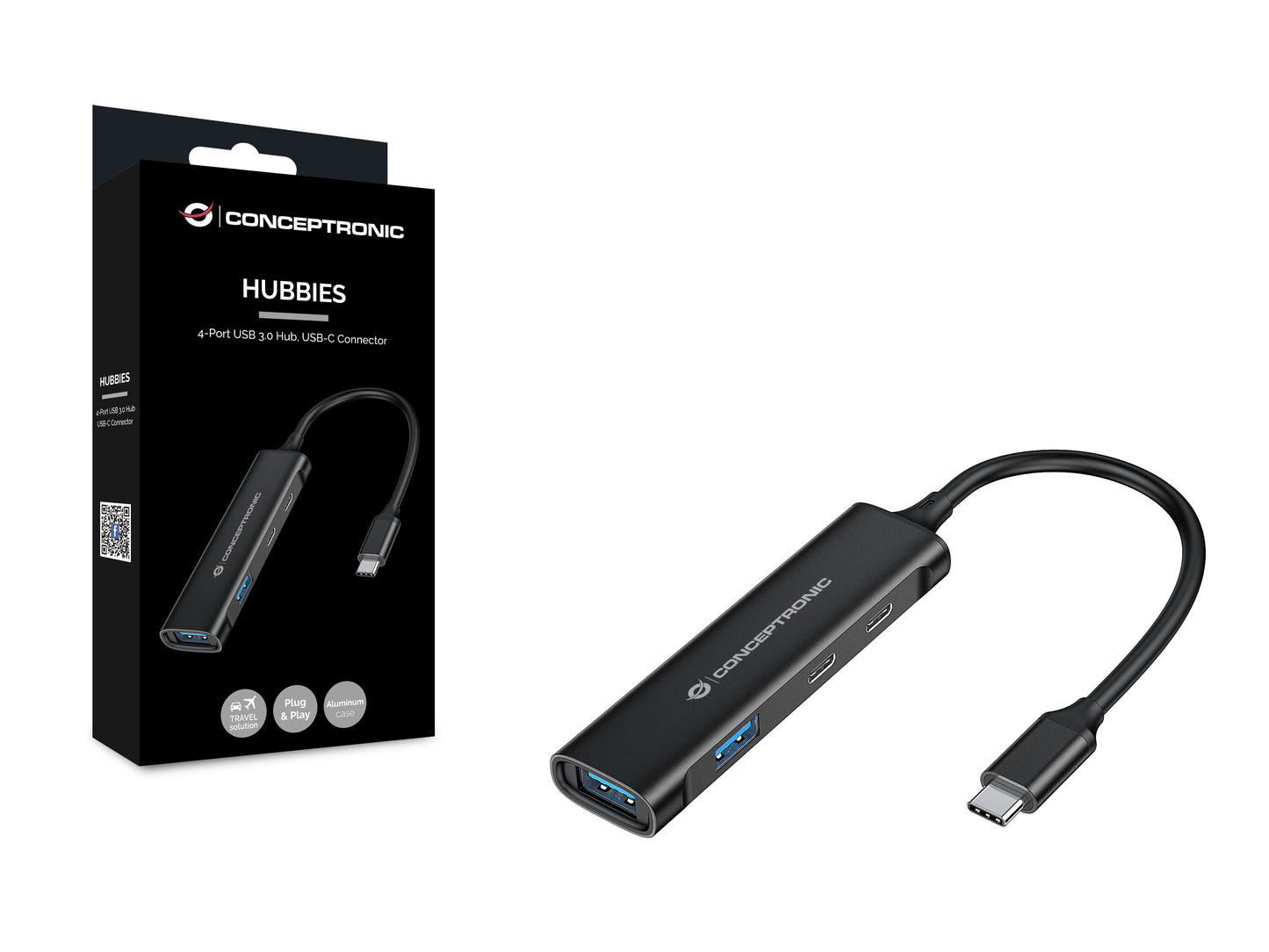 Conceptronic - HUBBIES12B hub de interfaz USB 3.2 Gen 1 (3.1 Gen 1) Type-C 5000 Mbit/s Negro