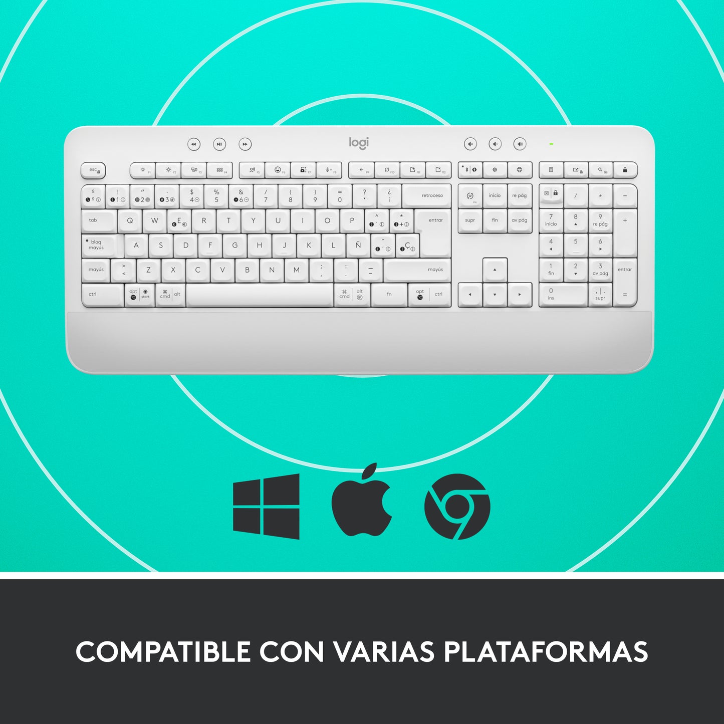 Logitech Signature K650 teclado Oficina Bluetooth QWERTY Español Blanco