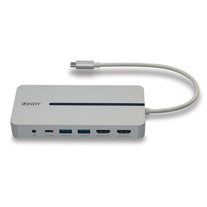 Lindy - 43360 base para portátil y replicador de puertos Alámbrico USB 3.2 Gen 1 (3.1 Gen 1) Type-C Plata  Blanco