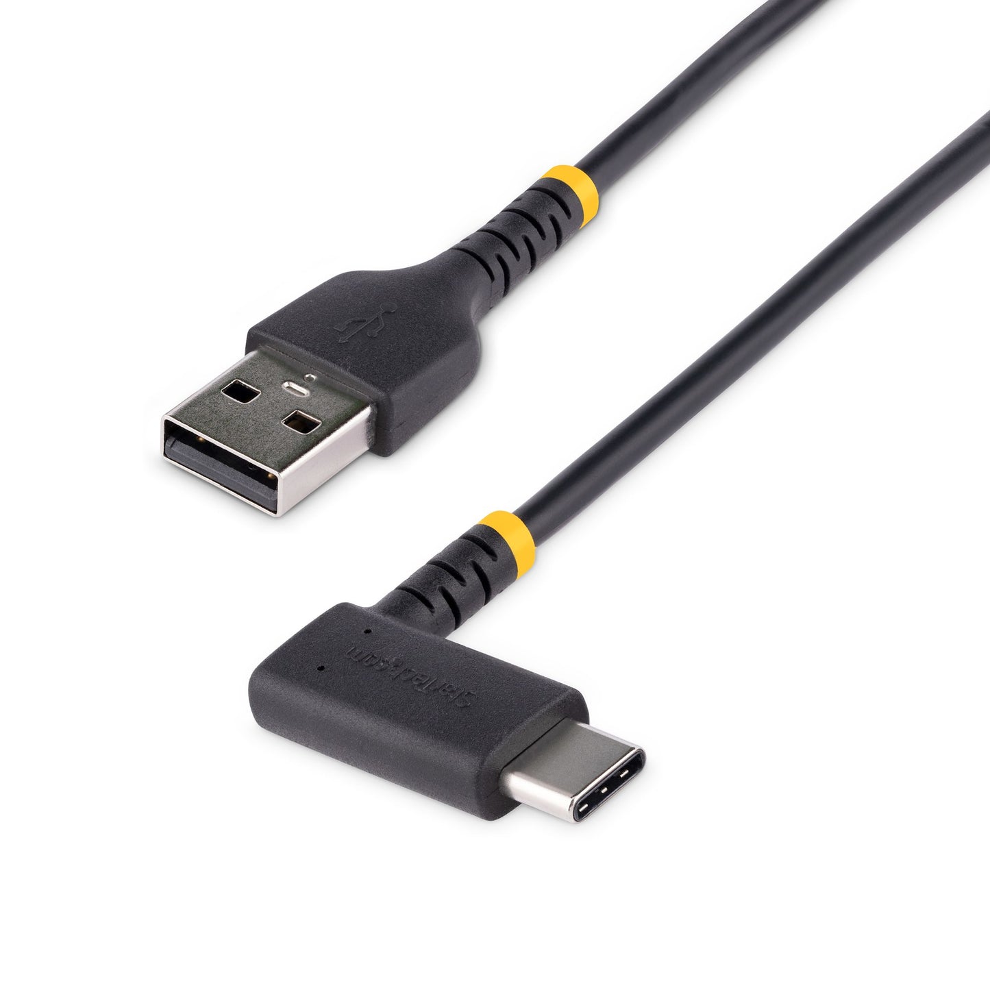 StarTech.com - Cable de Carga USB-A a USB-C de 15cm - Cable de Carga Rápida de Servicio Pesado USB Tipo C - Cable USB 2.0 - Cable USB Tipo C Acodado - Resistente con Fibra de Aramida - 3A - Negro