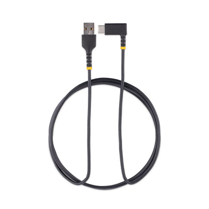 StarTech.com - Cable de Carga USB-A a USB-C de 2m - Cable de Carga Rápida de Servicio Pesado USB Tipo C - Cable USB 2.0 - Cable USB Tipo C Acodado - Resistente con Fibra de Aramida - 3A - Negro