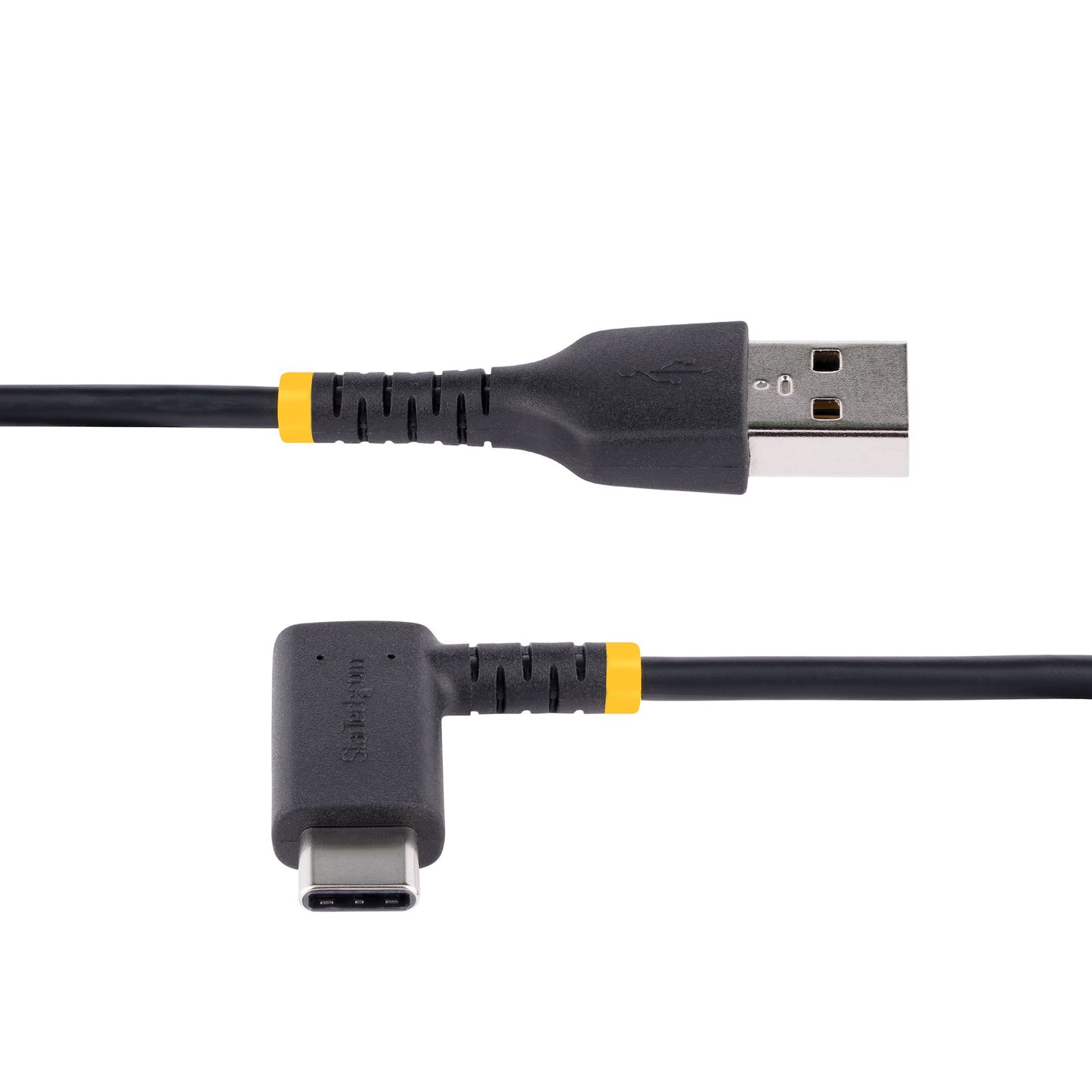 StarTech.com - Cable de Carga USB-A a USB-C de 30cm - Cable de Carga Rápida de Servicio Pesado USB Tipo C - Cable USB 2.0 - Cable USB Tipo C Acodado - Resistente con Fibra de Aramida - 3A - Negro