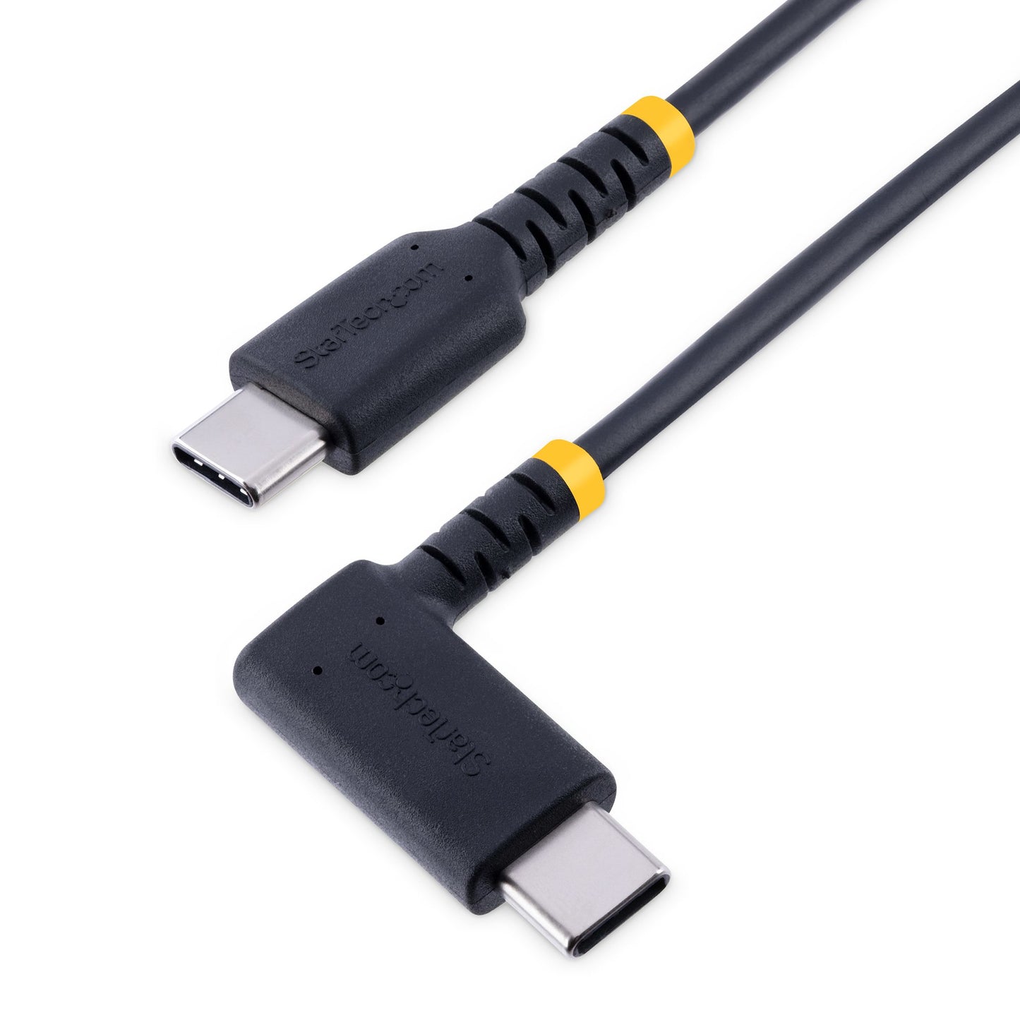 StarTech.com - Cable 30cm USB C Acodado - en Ángulo Recto - PD 60W - 3A - Cable USB-C de Carga Rápida - de Alta Resistencia - USB 2.0 Tipo C - Fibra de Aramida - 3A - de Carga