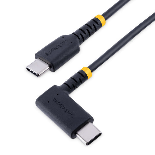 StarTech.com - Cable 15cm USB C Acodado - en Ángulo Recto - PD 60W - 3A - Cable USB-C de Carga Rápida - de Alta Resistencia - USB 2.0 Tipo C - Fibra de Aramida - 3A - de Carga