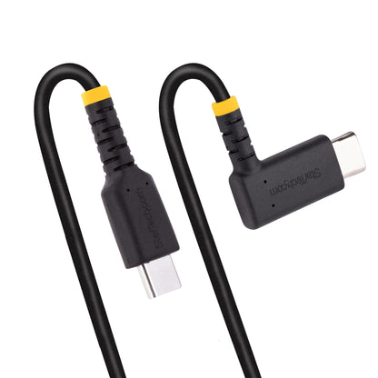 StarTech.com - Cable 30cm USB C Acodado - en Ángulo Recto - PD 60W - 3A - Cable USB-C de Carga Rápida - de Alta Resistencia - USB 2.0 Tipo C - Fibra de Aramida - 3A - de Carga