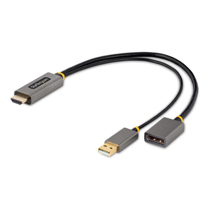 StarTech.com - Cable 30cm Adaptador HDMI a DisplayPort - Activo - 4K 60Hz - Conversor HDMI 2.0 a DP 1.2 - HDR - Alimentado por el Bus USB - de Ordenador de Sobremesa o Portátil