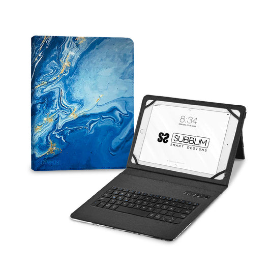 SUBBLIM - Funda con Teclado Keytab Pro BT Trendy Marmol Azul