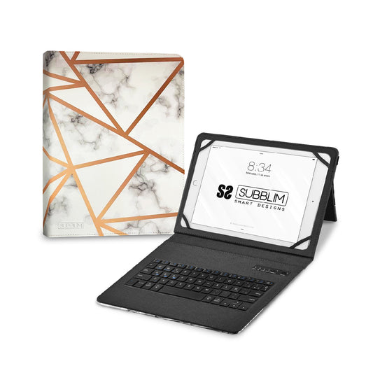 SUBBLIM - Funda con Teclado Keytab Pro BT Trendy Marmol Blanco