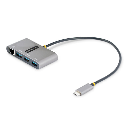 StarTech.com - Hub Adaptador USB-C con Ethernet de 3 Puertos USB-A - Red Ethernet Gigabit RJ45 - USB 3.0 5Gbps - Alimentado por el Bus - Cable de 30cm - Ladrón Concentrador USB Tipo C a USB A