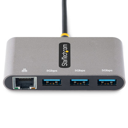 StarTech.com - Hub Adaptador USB-C con Ethernet de 3 Puertos USB-A - Red Ethernet Gigabit RJ45 - USB 3.0 5Gbps - Alimentado por el Bus - Cable de 30cm - Ladrón Concentrador USB Tipo C a USB A