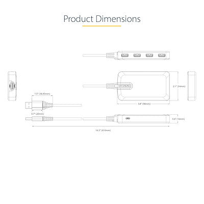 StarTech.com - Hub USB de 4 Puertos - USB 3.0 de 5Gbps - Alimentado por el Bus - Concentrador de 4 Puertos USB-A con Alimentación Opcional - Ladrón USB Portátil - Cable 30cm