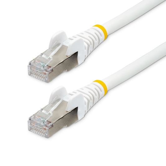 StarTech.com - Cable de 1m de Red Ethernet CAT6a - Blanco - Low Smoke Zero Halogen (LSZH) - 10GbE - 500MHz - PoE++ de 100W - Snagless sin Pestillo - RJ-45 - Cable de Red S/FTP