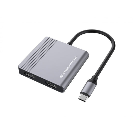 Conceptronic - DONN13G base para portátil y replicador de puertos Alámbrico USB 3.2 Gen 1 (3.1 Gen 1) Type-C Gris