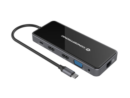 Conceptronic - DONN15G base para portátil y replicador de puertos Alámbrico USB 3.2 Gen 1 (3.1 Gen 1) Type-C Gris