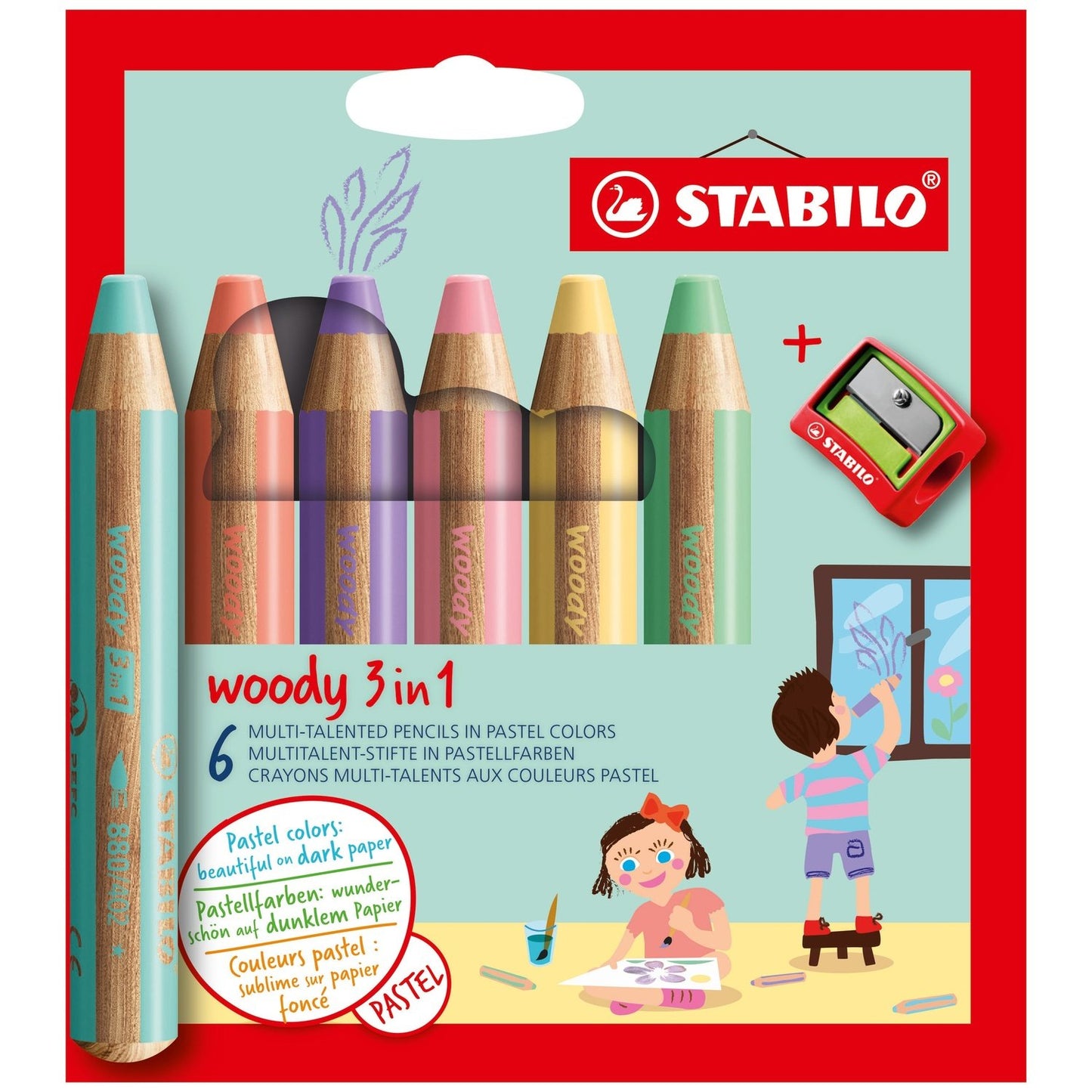 STABILO - woody 3 in 1 Pastel Colores surtidos 6 pieza(s)