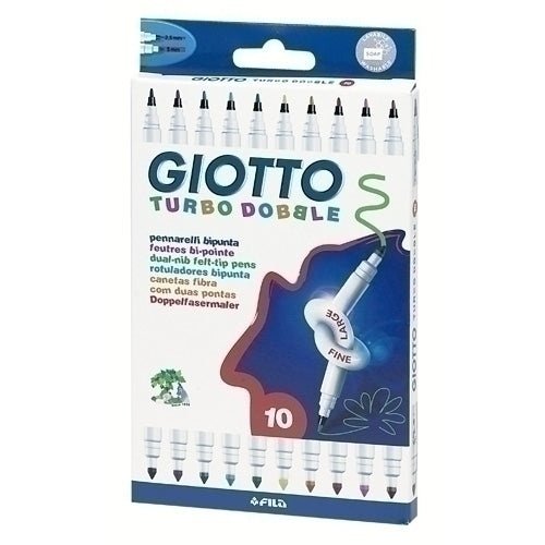 Giotto - ROTULADOR GIOTTO TURBO DOBLE PUNTA GRUESA Y PUNTA FINA CAJA DE 10 COLORES