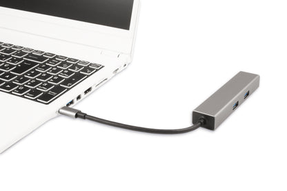 CoolBox - Hub miniDOCK4 USB-C Alámbrico USB 3.2 Gen 1 (3.1 Gen 1) Type-C Acero