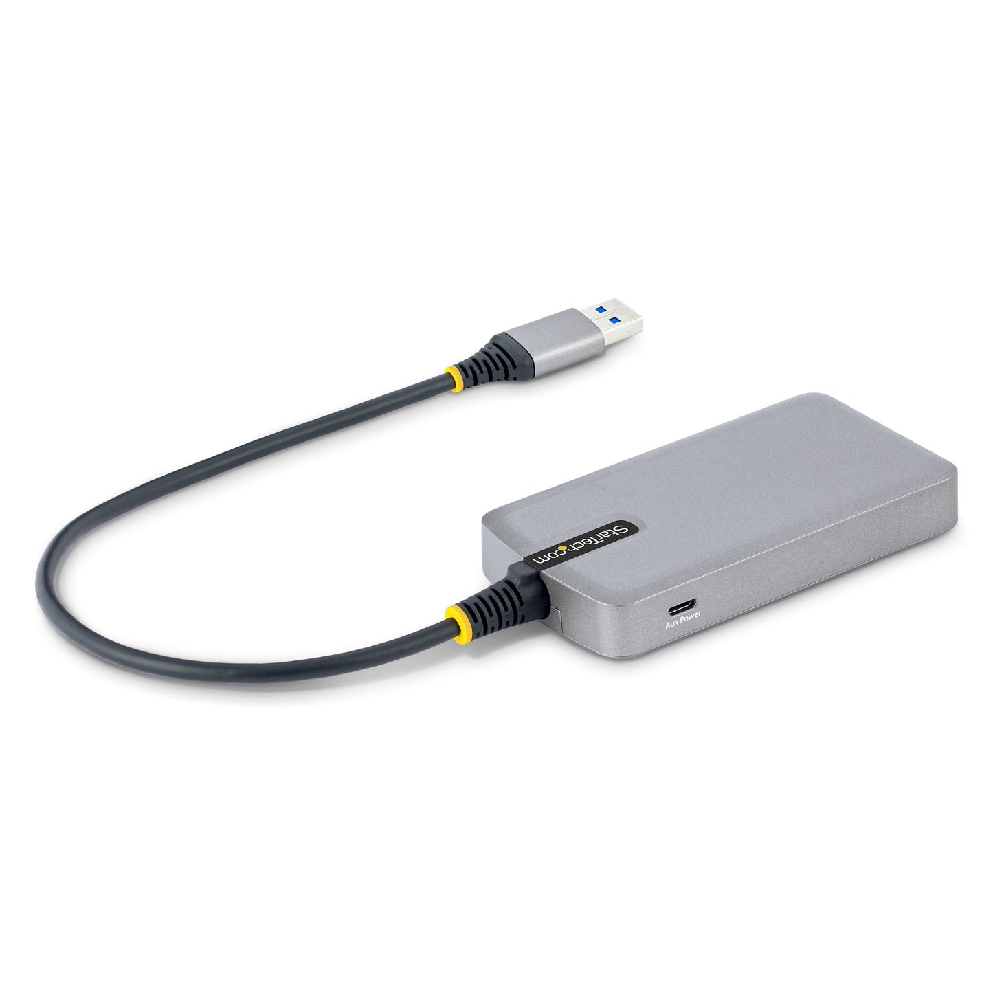 StarTech.com - Hub USB de 3 Puertos USBA - USB 3.0 de 5Gbps - Alimentado por el Bus - Concentrador USB de 3 Puertos USB-A - Ladrón USB Portátil - Cable 30cm - Red Ethernet RJ45 1Gb