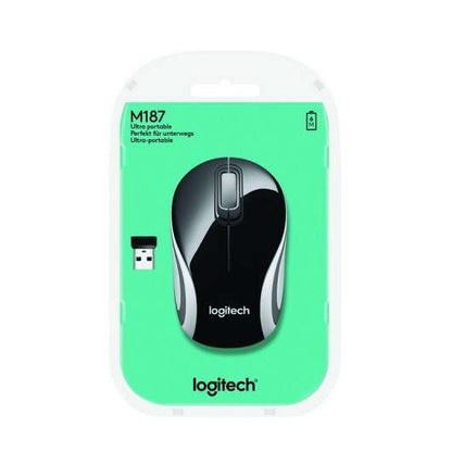 Logitech - M187 ratón Oficina Ambidextro RF inalámbrico Óptico 1000 DPI