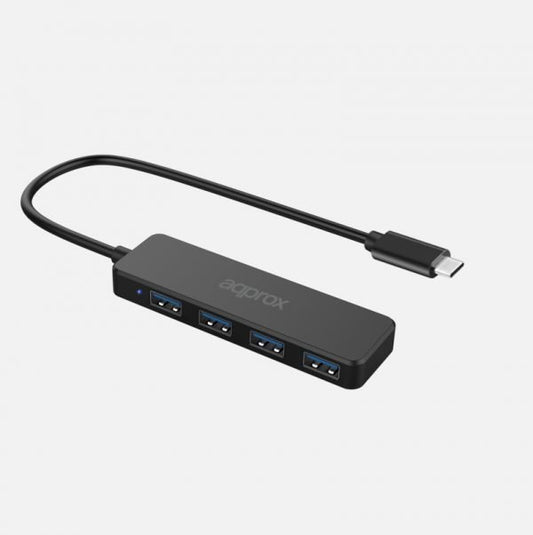 Approx - APPC54 hub de interfaz USB 3.2 Gen 1 (3.1 Gen 1) Type-A 5000 Mbit/s Negro