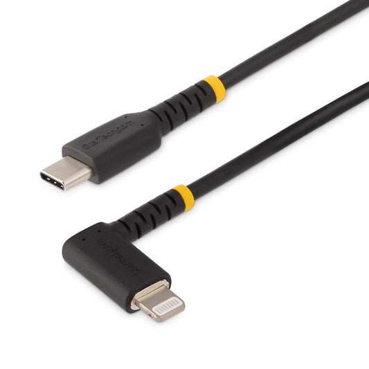 StarTech.com - Cable de 1m USB-C a Lightning - Cable USB 2.0 a Lightning Acodado - Cable USB Tipo C a Lightning - Cable de Carga - Cable Lightning con Certificación MFi para iPhone