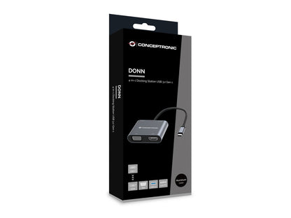 Conceptronic - DONN16G Alámbrico USB 3.2 Gen 1 (3.1 Gen 1) Type-C Gris