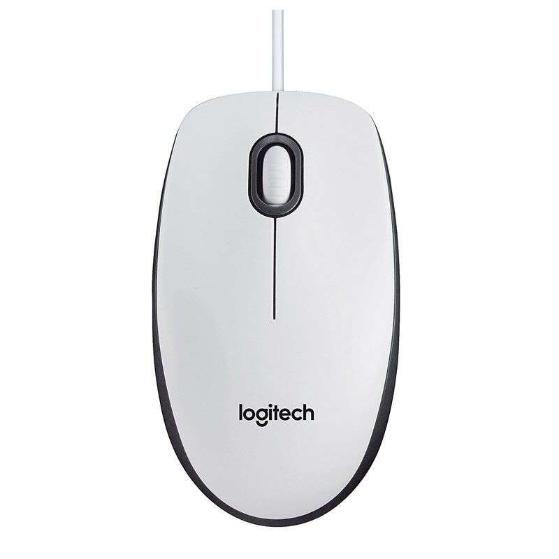 Logitech M100 Raton USB 1000dpi - 3 Botones - Uso Ambidiestro - Cable de 1.80m - Color Blanco 1 pieza(s)