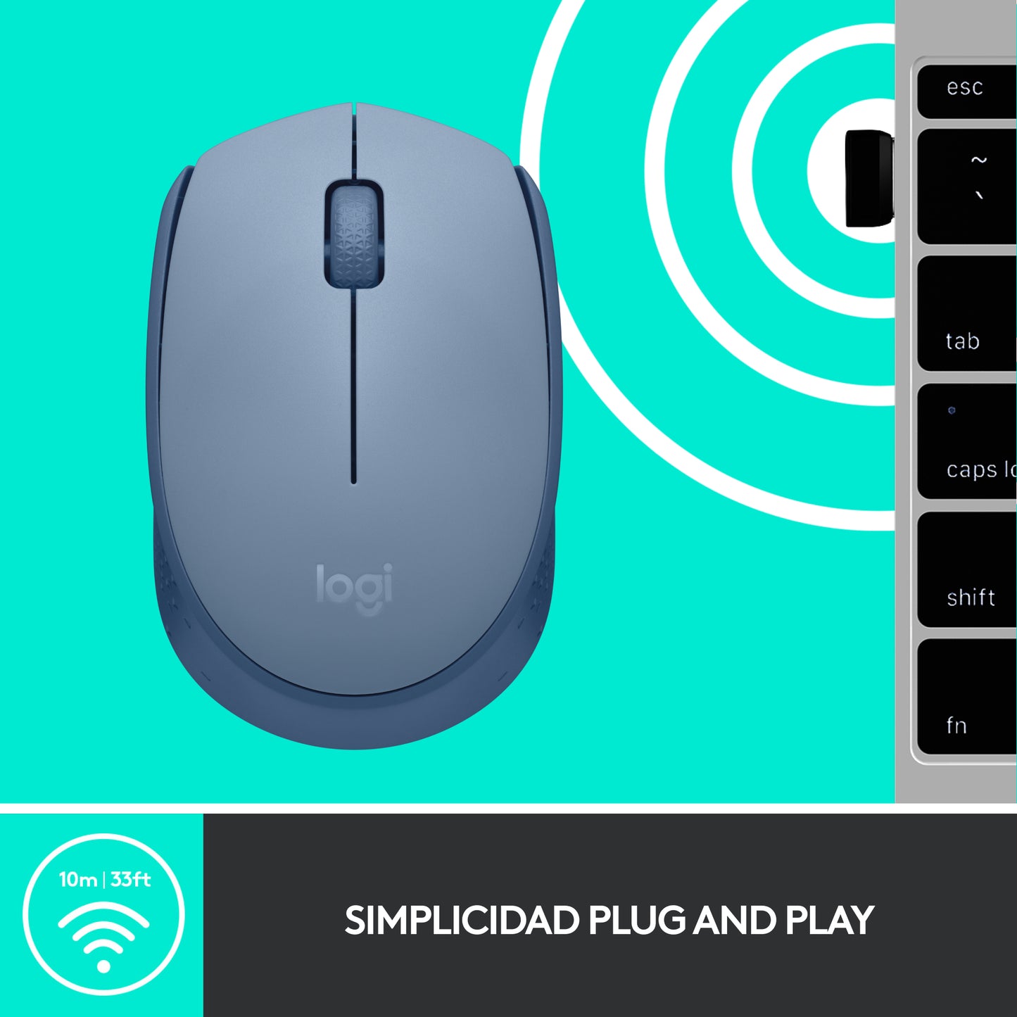 Logitech - M171 ratón Ambidextro Oficina RF inalámbrico Óptico