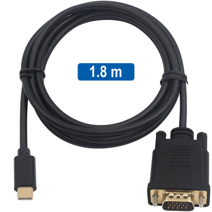 Ewent - EC1052 adaptador de cable de vídeo 1 8 m USB Tipo C VGA (D-Sub)